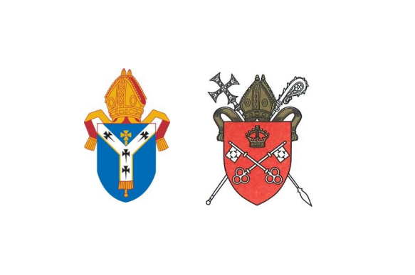 The crests of the Archbishops of Canterbury and York