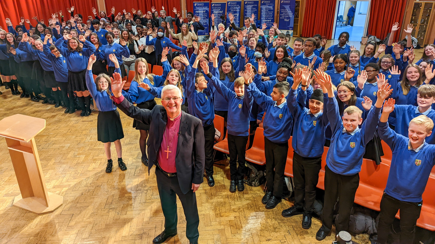 Bishop Jonathan with young people from Trinity School Belvedere